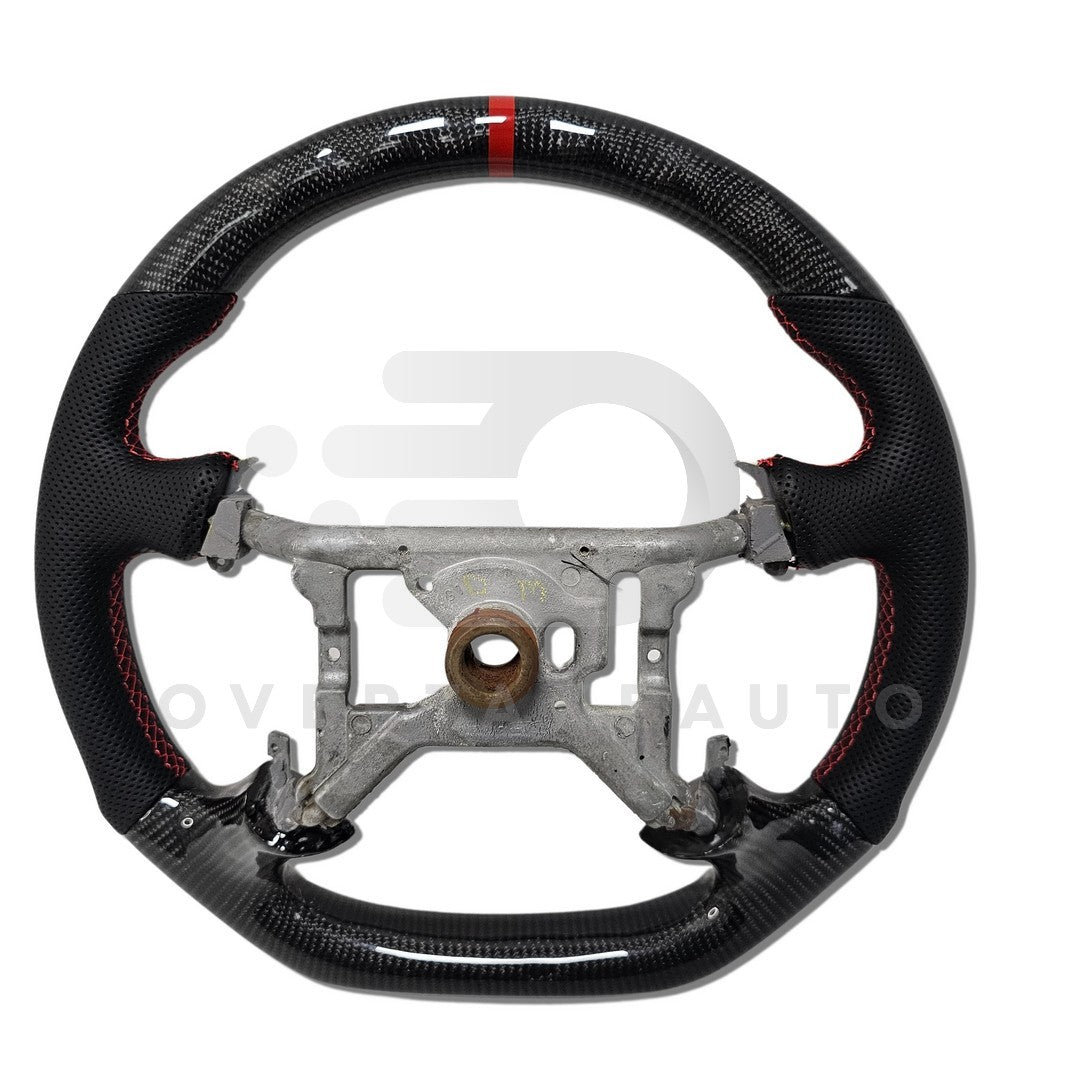 CARBON FIBER STEERING WHEEL 1994-2004 FORD MUSTANG PERFORATED LEATHER RED STITICHING RED STRIPE PRE ORDER